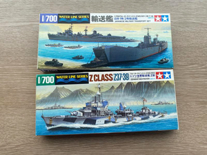 ☆TAMIYA/タミヤ WATER LINE SERIES 1/700 輸送艦/ドイツ海軍駆逐艦 2個セット プラモデル 戦艦 中古☆