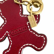 COACH コーチ クマ ベア シグネチャー レザー ブラウン レッド_画像3