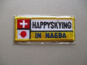 80s HAPPY SKYING IN NAEBA 苗場で飛ぶジョーク刺繍ワッペン/フェス国旗スキー場フジロックFUJI ROCK昭和アップリケ旅行サイケ土産 V175