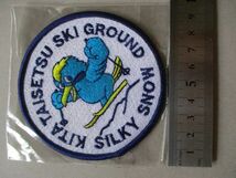 80s 北大雪スキー場KITA TAISETSU SKI GROUND北海道ワッペン/昭和レトロ刺繍スキー場リゾートSKI鳥パッチ旅行アップリケpatches土産 V177_画像8