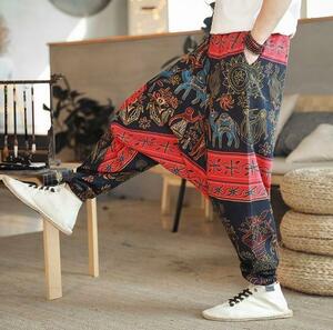  new goods peiz Lee pattern bandana pattern ethnic piece .. sarouel pants hem rubber red 