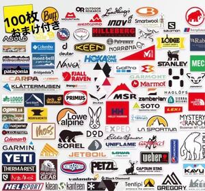キャンプアウトドア防水ステッカーまとめセット100枚