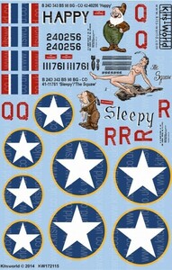 キッツワールド KW172115 1/72 米陸軍航空軍 B-24D リベレーター 第98爆撃航空群 第343爆撃飛行隊 `Happy` `Sleepy` `The Squaw`