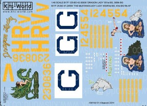 キッツワールド KW148131 1/48 米陸軍航空軍 B-17F フライングフォートレス 第385爆撃飛行群 第551爆撃飛行隊 `Dragon Lady` etc.