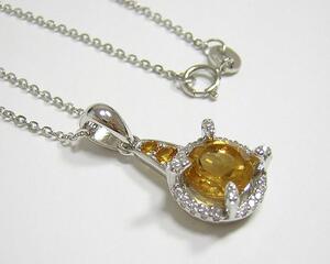  free shipping [ natural citrine ] pendant necklace yellow crystal 