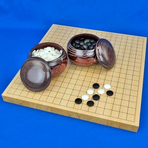 囲碁セット　桧1寸卓上碁盤セット(ガラス碁石梅・栗碁笥大)【囲碁将棋専門店の将碁屋】