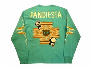 パンディエスタ PANDIESTA 592864 刺繍＆プリント 熊猫印「ネイティブ パンダ」 長袖Ｔシャツ ミント XXLサイズ 新品