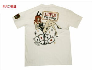 ルパン三世 LUPIN THE THIRD 半袖Tシャツ LPN-2102 総刺繍「バニーガール 峰不二子」天竺 Tシャツ ホワイト XXLサイズ 新品