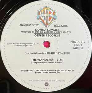 プロモ盤 ドナサマー Donna Summer / THE WANDERER 12inch盤 その他にもプロモーション盤 レア盤 人気レコード 多数出品。