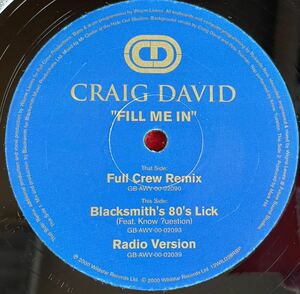 CRAIG DAVID / FILL ME IN 12inch その他にも人気盤 プロモーション盤 レア盤 人気レコード 多数出品。