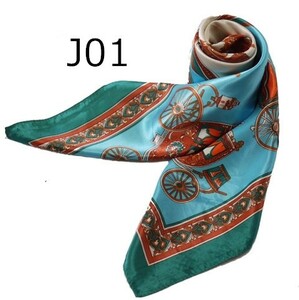 華麗な上品シルク調スカーフ 90角正方形大判レディース スカーフ　贈り物 ギフト人気な花柄 春夏秋冬、年中に使える スカーフ（J01）