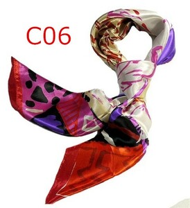 華麗な上品シルク調スカーフ 90角正方形大判レディース スカーフ　贈り物 ギフト人気な花柄 春夏秋冬、年中に使える スカーフ（C06）