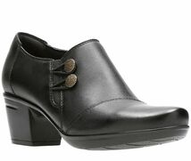 Clarks 22.5cm E クラークス ブーツ サイドゴア ブラック 黒 レザー 革 ブーティー ヒール フォーマル パンプス バレエ スニーカー F38_画像1