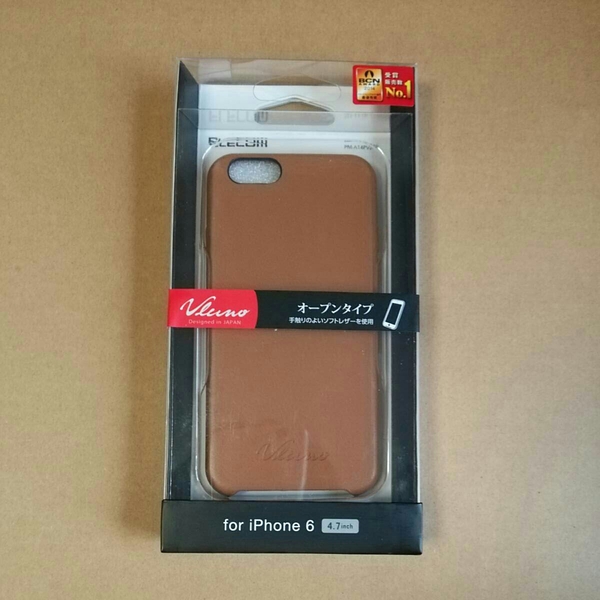 ◎ELECOM iPhone 6 ソフトレザーカバー オープン ブラウンPM-A14PVLBR