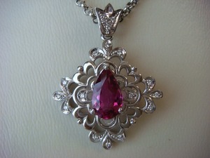 * high class platinum made pink tourmaline & diamond pendant judgement document attaching *