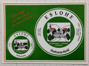 外国のステッカー： ESLOHE Hochsauerland ヨーロッパ ドイツ デザイン 広告 ビンテージ +Jb