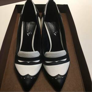  beautiful goods Rav Shute rear bai color pumps shoes 22~23cm US5.5 low heel shoes shoes leather shoes heel white black LOVE SHOETORIA heel 