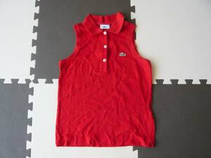 格安 ラコステ ノースリーブ ポロシャツ 赤 サイズ160