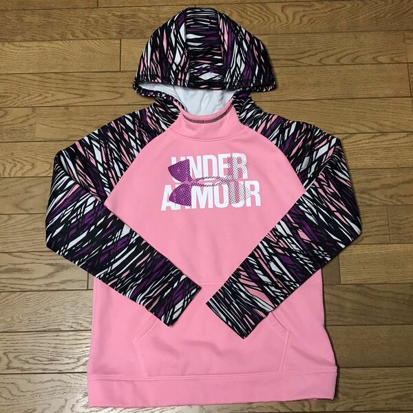 UNDER ARMOUR COLDGEAR GIRL’S HOODIE size-YLG(着丈55身幅45) 中古(美品) 送料無料 NCNR