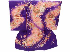 o. three . the first put on girl production put on kimono one . celebration put on baby silk purple ground hand . small Sakura pattern No.15