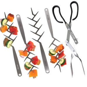 ☆未使用品☆BBQCrocセット☆焼き串 BBQツール スキュアー ステンレス キャンプ用 4本セット 38cm&炭ばさみ 薪ばさみ 40cm