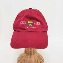 KUAAINA クア・アイナ ハワイアングルメバーガーレストラン 刺繍コットンキャップ 帽子 CAP レッド フリーサイズ_画像2