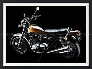 カワサキ 900-RS Z1 1972年 ゼットワン 名車 バイク【スケッチ仕様／額縁印刷】 壁紙ポスター 特大784×585mm 006SSGF1