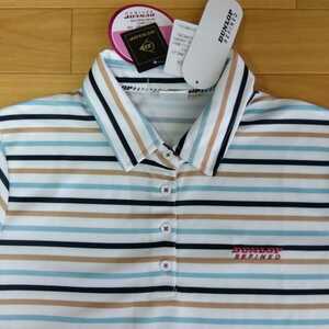 M Dunlop DUNLOP new goods polo-shirt with short sleeves off white collar attaching shirt button . water speed .UV measures lady's outdoor sport Golf wear golf