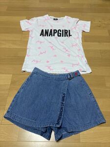  girl top and bottom set 150 centimeter short sleeves T-shirt short pants Anap woman Kids Junior 