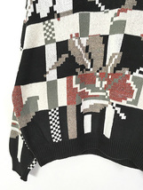 古着 90s USA製 LONDON FOG カラフル モザイク パターン コットン ニット セーター XL 古着_画像3