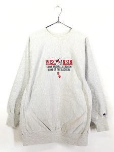 古着 90s USA製 Champion Reverse Weave 「WISCONSIN」 3段 リバース スウェット トレーナー XXL 古着