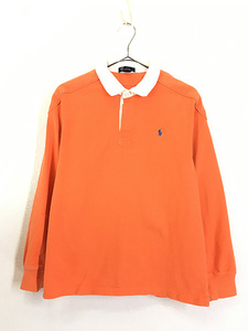 レディース 古着 90s USA製 Polo Ralph Lauren ワンポイント 刺しゅう ラガー ラグビー シャツ L 古着