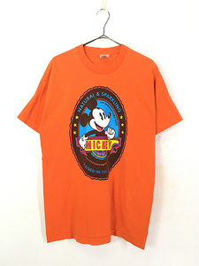 古着 90s USA製 Disney Mickey ミッキー NATURAL & SPARKLING ラベル Tシャツ L 古着