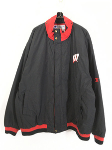 古着 90s Champion Wisconsin 「W」 両面 刺しゅう パッチ パデット ナイロン ジャケット XXL 古着