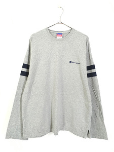 古着 Champion ワンポイント 刺しゅう フットボール 長袖 Tシャツ ロンT L 古着