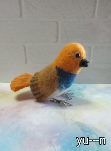 羊毛フェルト コマドリ ハンドメイド