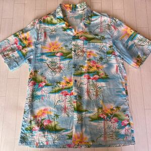 80s USA製 Tropical Breeze ハワイアンシャツ フラミンゴ アロハシャツ