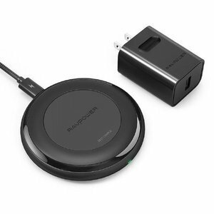 RAVPower ワイヤレス充電器 Qi対応機種 ブラック ACアダプタ付属 Alpha Series Fast Charge Wireless Charging Pad RP-PC058 