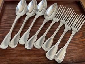  Chris to full antique table Fork * spoon 8 pcs set /1870 period /Chinon/501