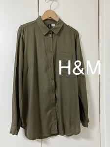 エイチアンドエム　H&M シャツ　カーキ　緑　36 送料400円　17616