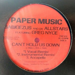 12inchレコード　 BABIGEZUS & DA ALLSTARS / CAN'T HOLD US DOWN