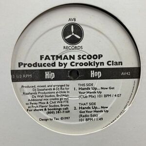 12inchレコード　 FATMAN SCOOP / HANDS UP... NOW GET YOUR HANDS YP