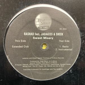 12inchレコード　 RASHAD / SWEET MISERY feat. JADAKISS & SHEEK