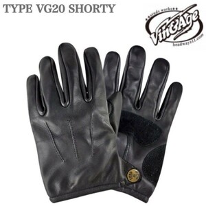 Vin＆Age ヴィンアンドエイジ レザーグローブ ショート スタッズ無し VG20 SHORTY BLACK /XL 旧車 オールドスクール 70's 60' 卍 春夏秋用