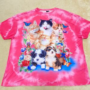 タイダイ柄Tシャツ　M 犬 猫