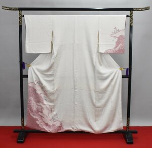 【桜庭呉服店】 附下訪問着 流水文 絞り 秋草文 花 披露宴 身丈152cm 裄丈65.5cm ★着物 パーティー t‐620