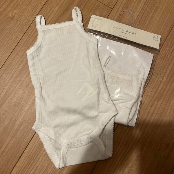 新品未使用 ZARA baby レース ベーシック リブロンパース キャミソール 68cm 3-6ヶ月 2枚セット 肌着