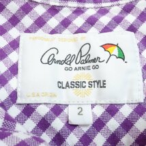 ArnoldPalmerアーノルドパーマー★シャツ ロングシャツ チュニック丈 七分袖 サイズ２ 紫×白系チェック 春秋物 *b6411_画像4