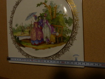 マイセン MEISSEN 大判陶板画 255×255㎜ 額付 美品_画像4