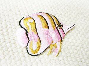 刺繍ワッペン/きらきらエンゼルフィッシュPK/海/熱帯魚/マリン